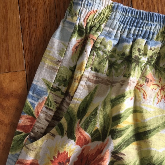 Vintage Jones New York Linen Cotton Hawaiian Print Pants - Picture 3 of 8